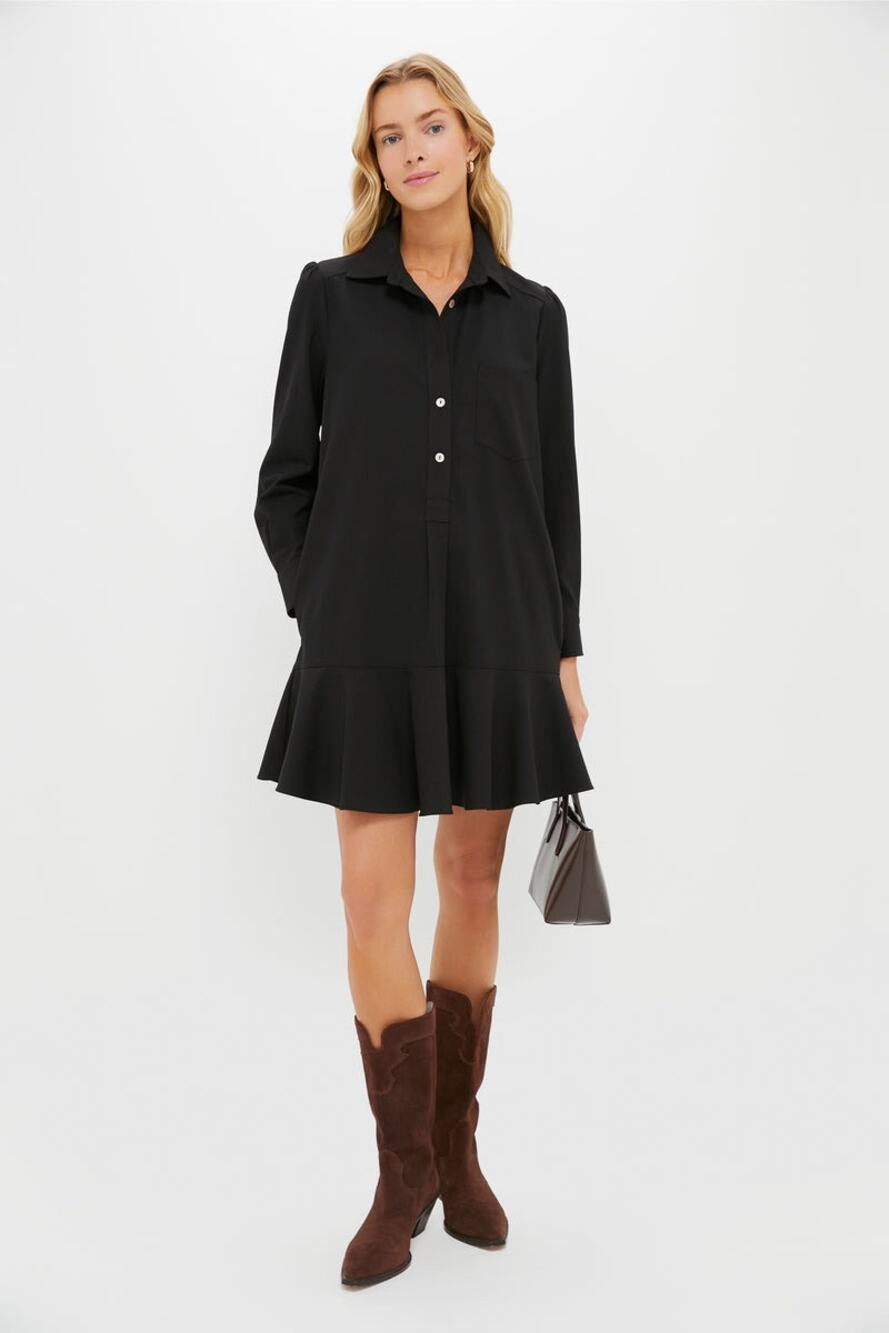 Tuckernuck Black Crepe Callahan Shirt Dress Women Size Large